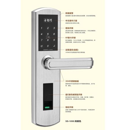 光學指紋頭指紋鎖密碼鎖鋼拉絲三年質(zhì)保終身免費更換配件